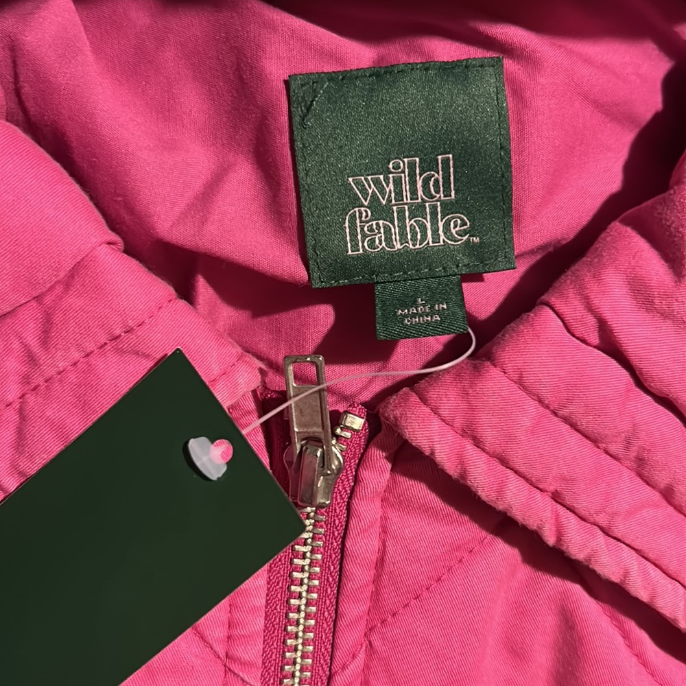 Women’s Woven quilted bomber jacket color vibrant pink NWT - Picture 5 of 11